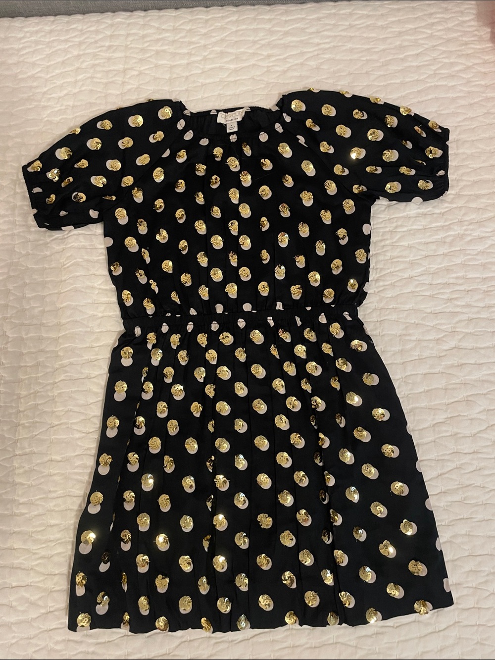 Crewcuts Black Dress with Gold Sequin Dots